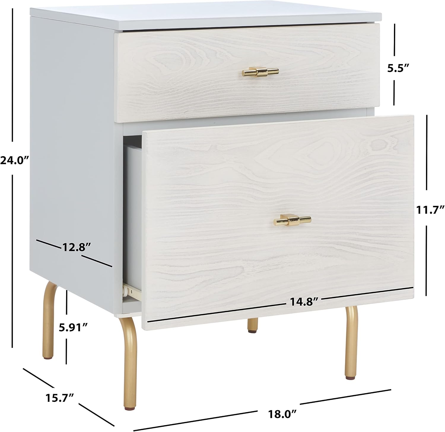 Safavieh Home Collection Genevieve Grey/White Washed 2-Drawer Nightstand