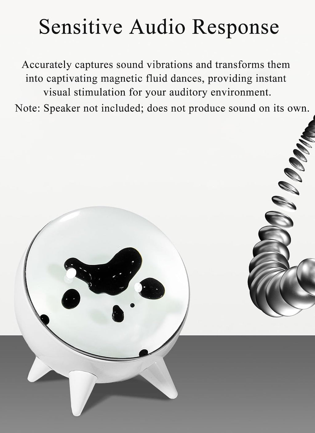 Cuifati Ferrofluid Speaker Sound Visualizer, Magnetic Fluid Sound Pickup with Music Rhythm, Dancing Ferrofluid in a Bottle Visual Desktop Ornament for Desktop Decoration