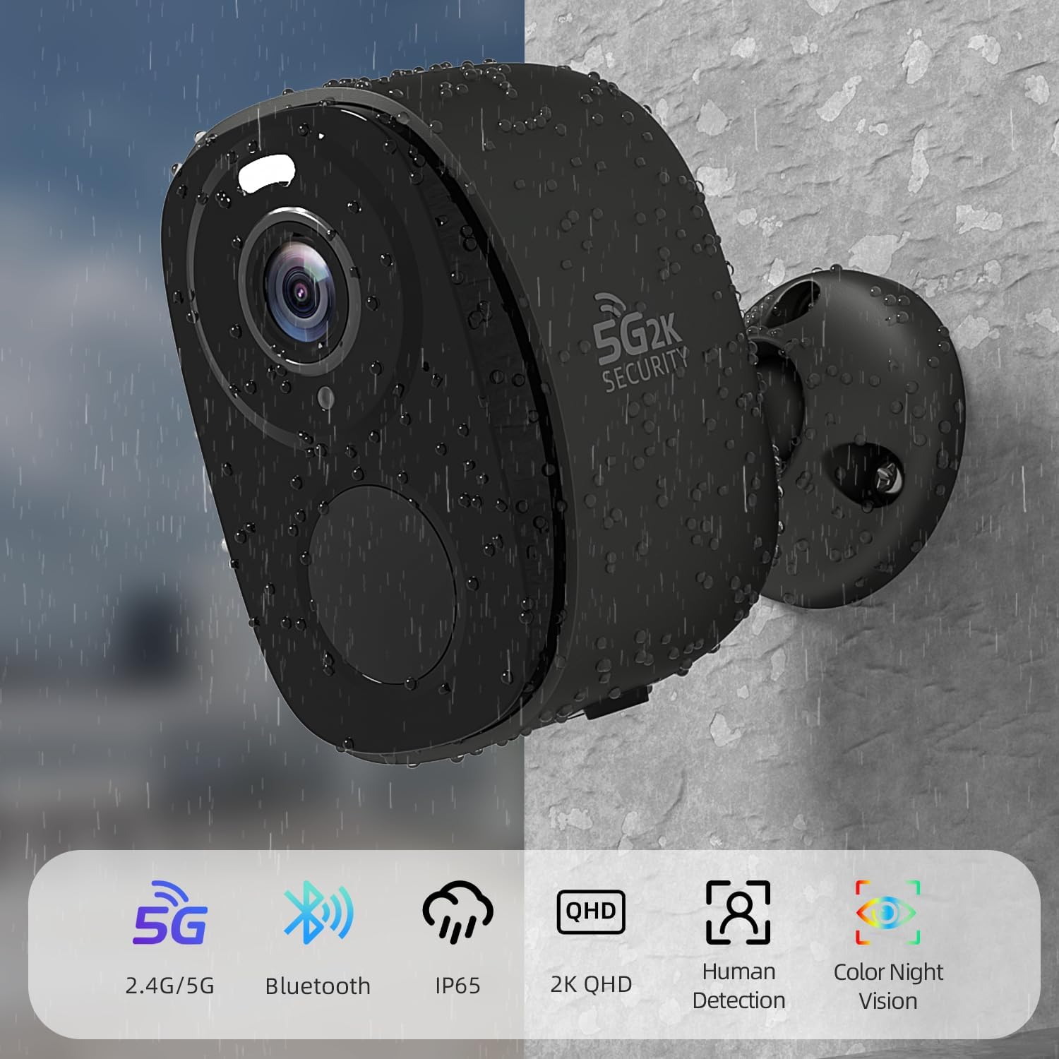 4PC 2.4G/5GHz WiFi Security Cameras Wireless Outdoor,2K Battery Home Security Camera with AI Detection,Siren, Surveillance Indoor Home Camera,Color Night Vision,2-Way Talk,IP65, Cloud/SD,Works Alexa