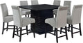 Coaster Home Furnishings - Stanton - 9-Piece Counter Height Dining Set - Square Wood Table with 8 Grey Upholstered Chairs - Dining Room & Kitchen - Black - 102068-S9