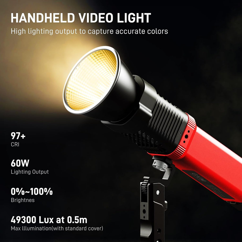 GVM PD60B 60W COB Video Light,3 Packs Portable Bi-Color Studio Lights CRI97+ 2700~6800K,49300 Lux@0.5m, Handheld Photography Lighting for Outdoor/Indoor Shooting, Spotlight for 12 Light Effects