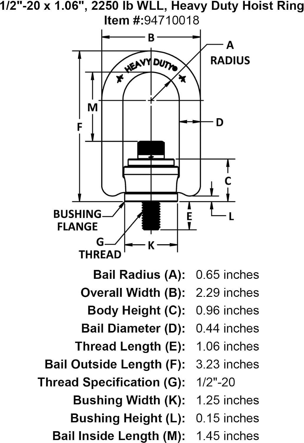 HRHD 2.25K LB 1/2-20 * (33317)
