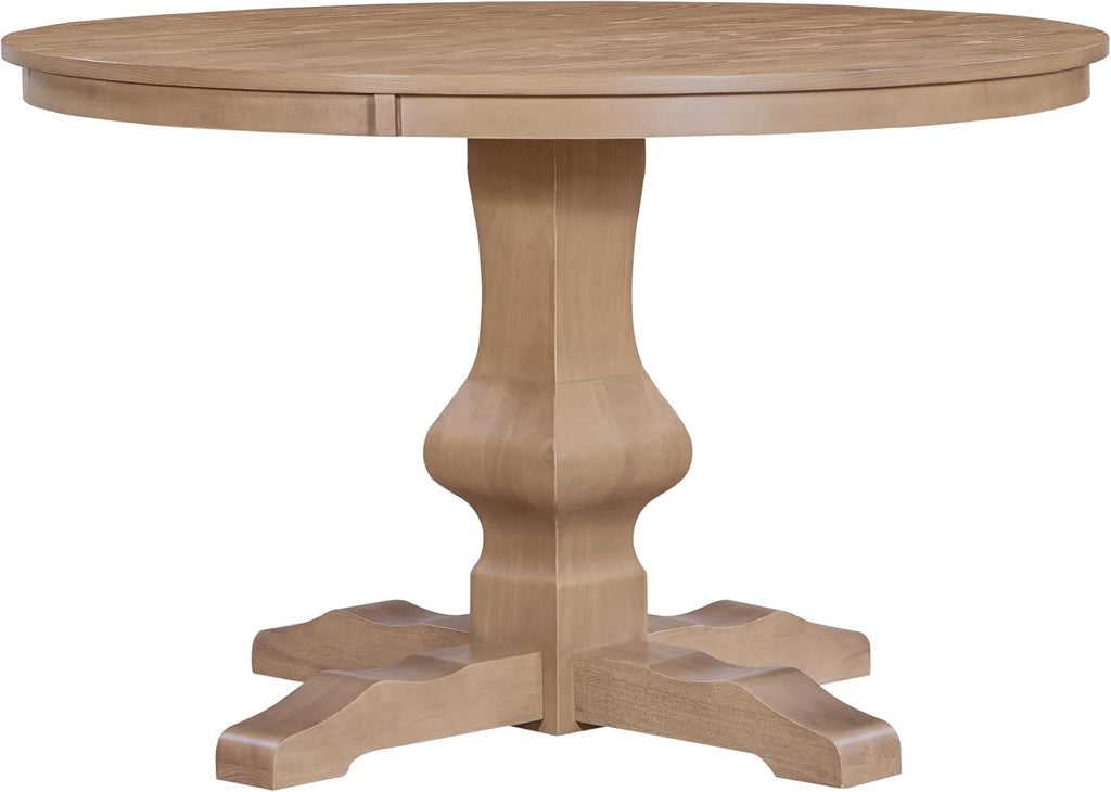 Christopher Knight Home Mundo Round Dining Table for 4, Rustic Wooden Kitchen Table with Pedestal Base, Circle Farmhouse Dinner Furniture for Dining Room, Kitchen, Living Room, Light Natural