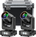 230W 7R Dj Lights Moving Head (2-Pack) with Flight Case,48-Facet Prism 14 Gobos 14 Colors, Prisms/Wash/Beam/Frost/Rainbow 2.3° Beam Angle 18CH DMX512 Sound Activated