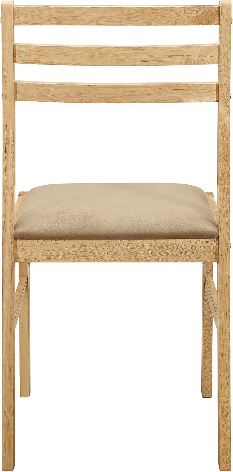 Coaster Home Furnishings 3-Piece Round Wood Dining Room Set Drop Leaf Extension Table Ladder Back Side Chairs Upholstered Seat Cushions Beige and Natural 130006