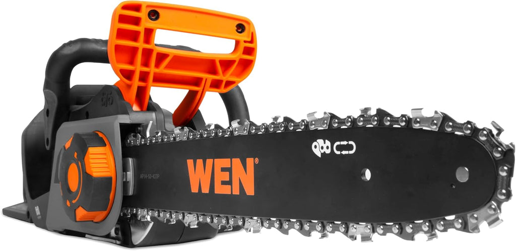 WEN 20V Max 14-Inch Cordless Brushless Chainsaw with Two 4Ah Batteries and Dual Port Charger (20754)