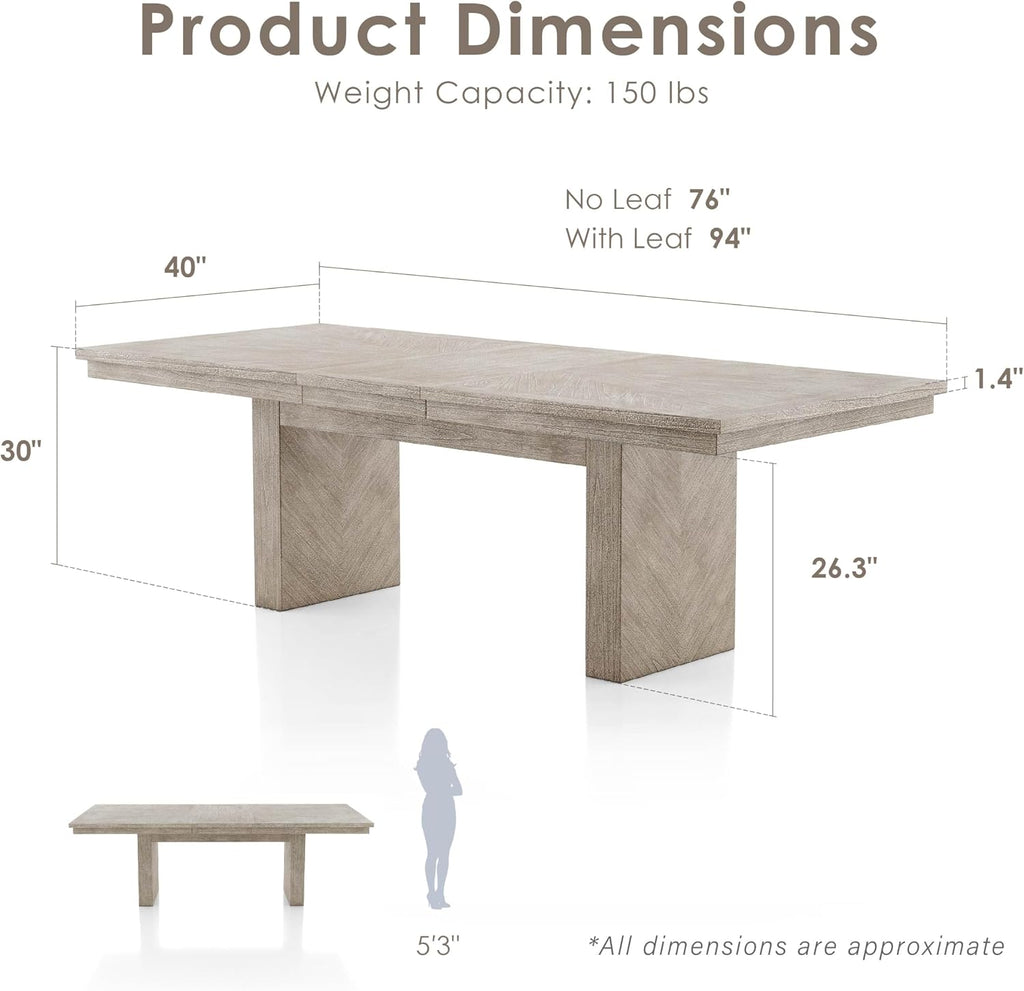 Furniture of America Westely Farmhouse Solid Wood 76-inch Rectangular Extendable Dining Table with 18-inch Removable Leaf, Seats up to 8 for Home, Kitchen, Living Room, Dinettes, Natural