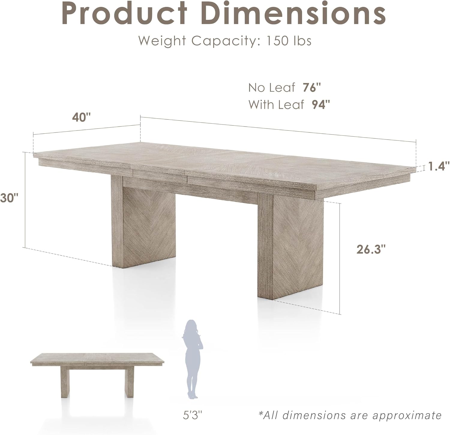 Furniture of America Westely Farmhouse Solid Wood 76-inch Rectangular Extendable Dining Table with 18-inch Removable Leaf, Seats up to 8 for Home, Kitchen, Living Room, Dinettes, Natural