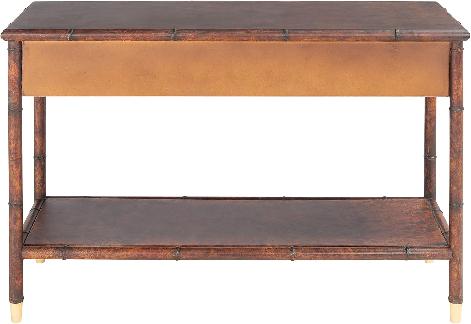 SAFAVIEH Home Collection Tudor Dark Brown/Gold 2-Drawer Lower Shelf Console Table (Fully Assembled)