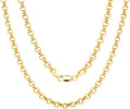 Nuragold 10k Real Yellow Gold Cable 4mm Rolo Round LInk Chain Necklace (18'-30') Italian Jewelry for Men & Women