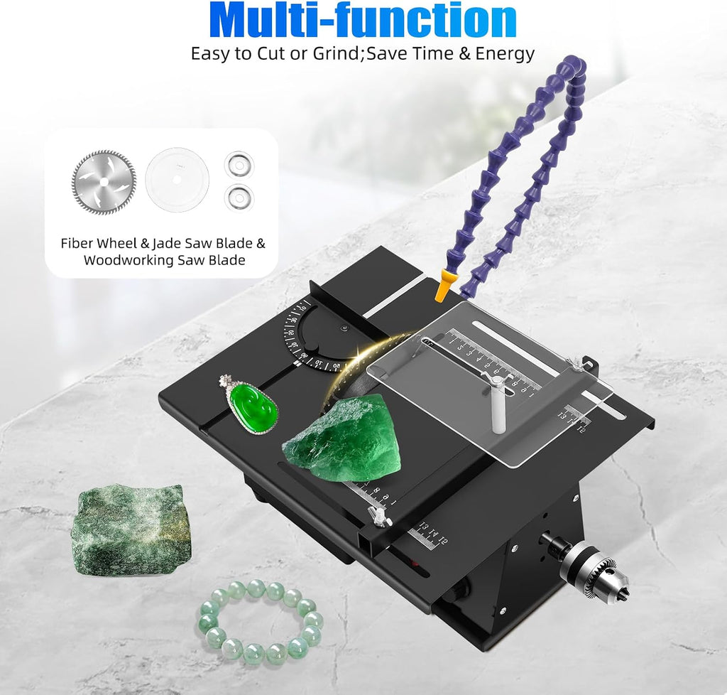 Rock Saw for Cutting Rocks, 1850w Jewelry Polisher Grinder, Adjustable 0-10000rpm Lapidary saw with Cooling System Cold-Rolled Steel Construction for Gem, Jade, Woodworking