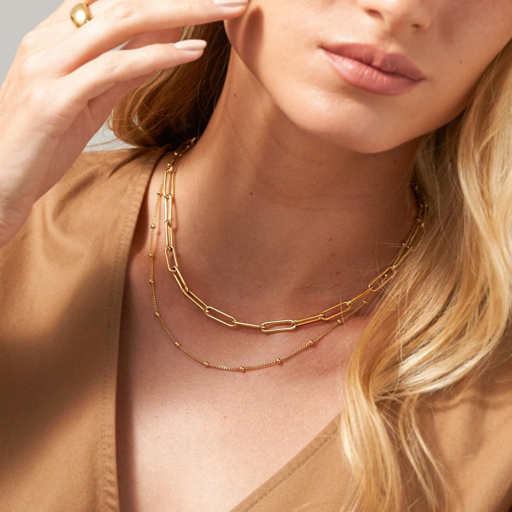 OAK & LUNA - Choose Your Style Women's Chain - Sterling Silver, 18K Gold Plated, Gold Vermeil, 14K Solid Gold - Bobble, Paperclip, Herringbone, Gourmette, Rope, Texture, Pearl, Cable, Mirror, Box, Twist - Custom Length