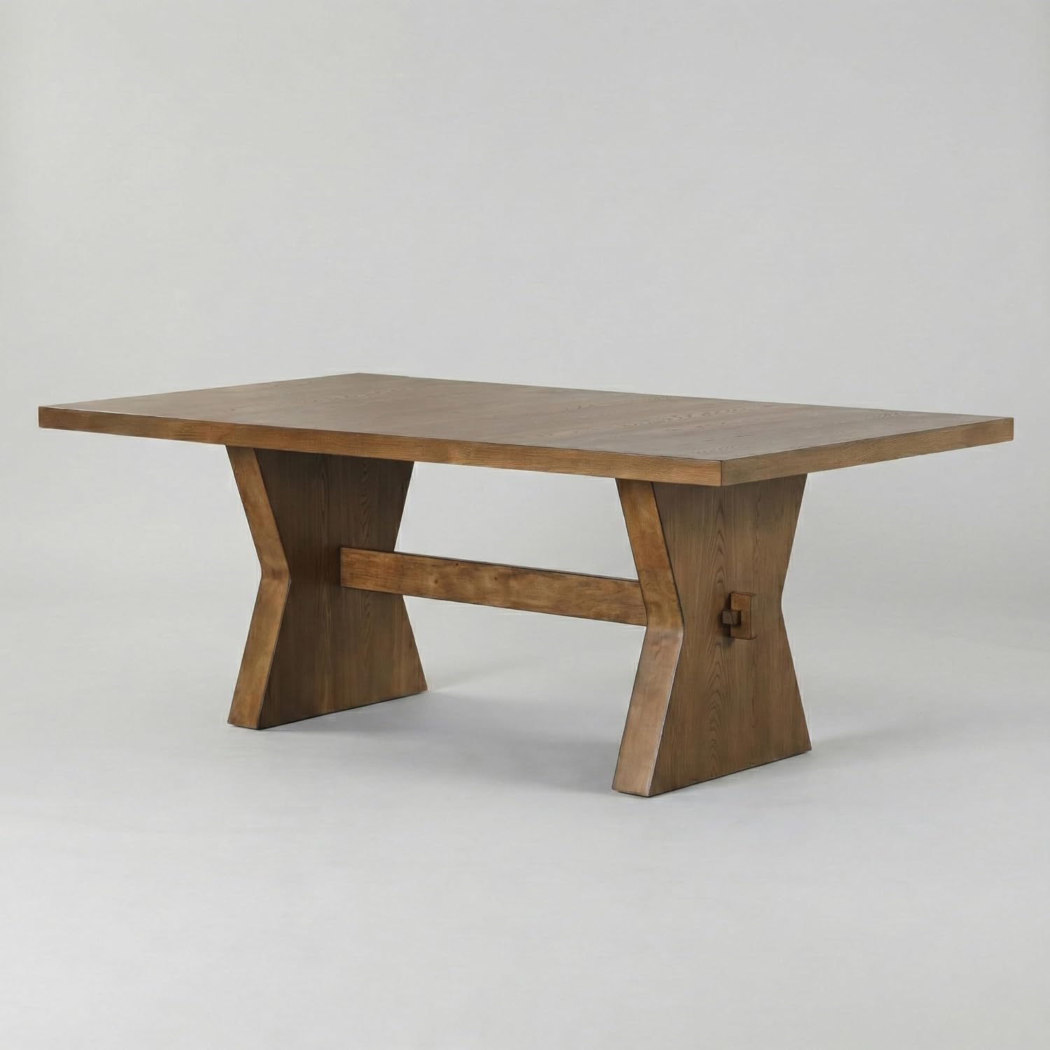 Furniture of America Beloten Rustic Farmhouse Solid Wood 78-inch Rectangular Four Legs Dining Table with Hourglass Design Base for Home Kitchen, Dinettes, Rustic Oak