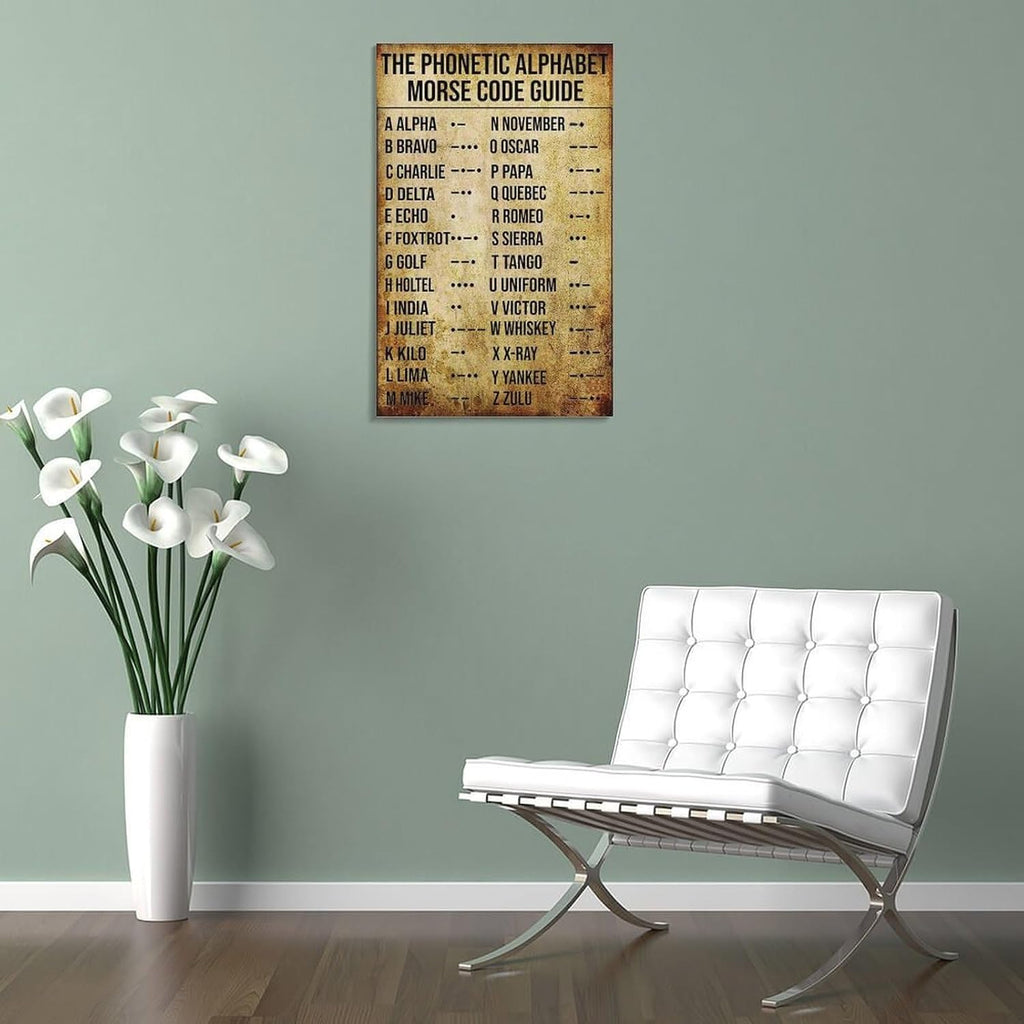 Phonetic Military Alphabet Wall Art Prints Morse Code Guide Knowledge Poster Canvas Wall Art Print 24x36inch(60x90cm)