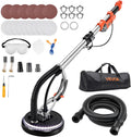 VEVOR Drywall Sander, 1010W Electric Drywall Sander, Popcorn Ceiling Removal Tool with 7 Variable Speed 1000-2200 RPM, Double-Deck LED Light, Foldable & Extendable Handle, 15 Sanding Discs, Dust Hose
