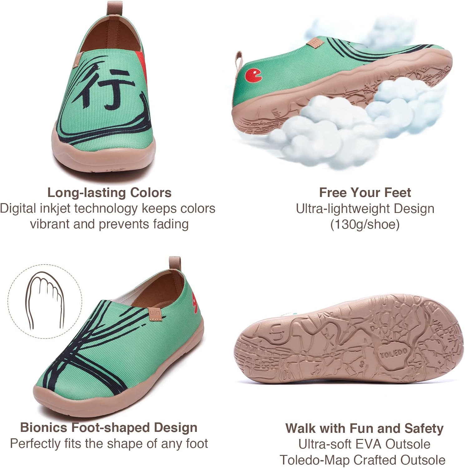 UIN Women's Casual Loafers Travel Painted Walking Slip On Lightweight Comfortable Canvas Fashion Sneakers