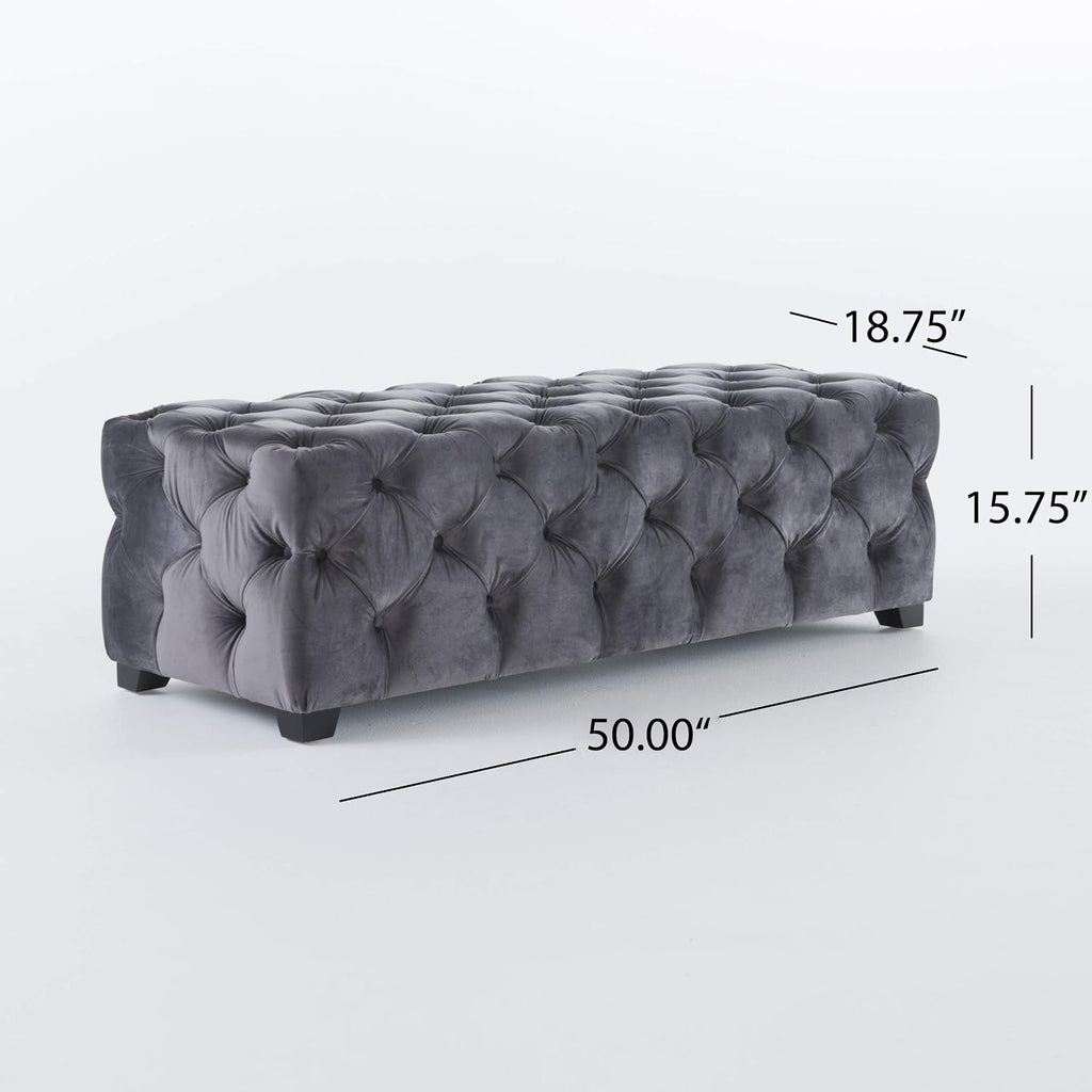 Christopher Knight Home Piper Velvet Ottoman, Grey