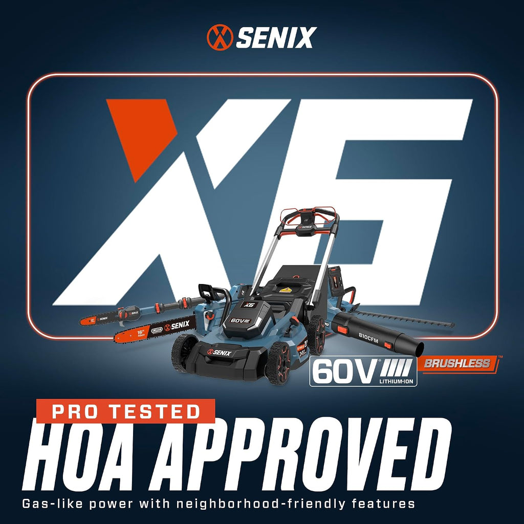SENIX Chainsaw|60V 18' Battery Chainsaw|Brushless Electric Chainsaws|Cordless Chain Saw with 4Ah Battery & Charger|Garden Tool for Trees, Pruning, Branch Trimming, Best Gifts for Man, CSX6-M1