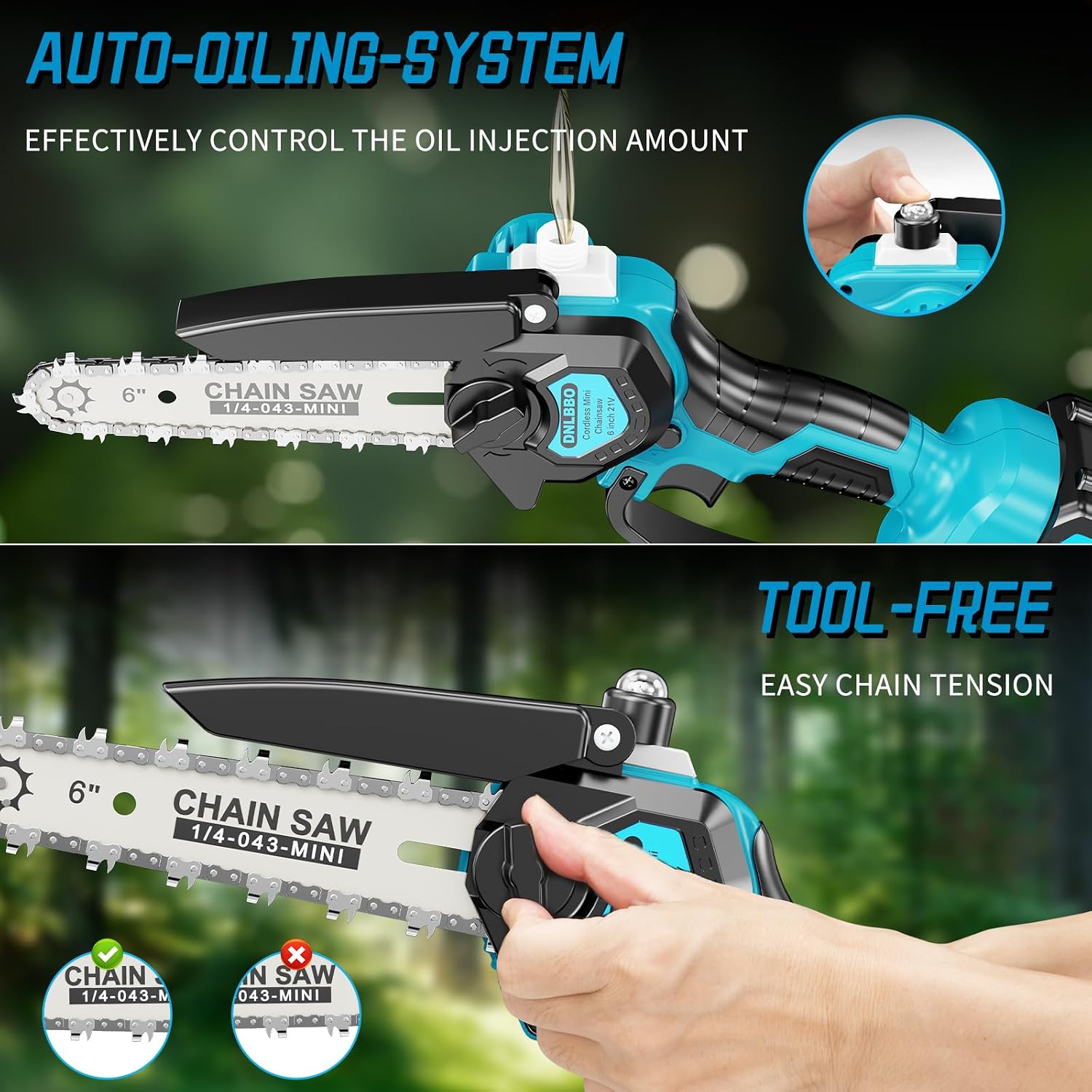 Pole Saws for Tree Trimming, 2-in-1 Pole Saw＆6 Inch Mini Chainsaw,with Extension,Fathers Day Dad Gifts for Men,Electric Pole Saw Used for Wood Cutting and High-Branch Pruning,2x2.0Ah Batteries