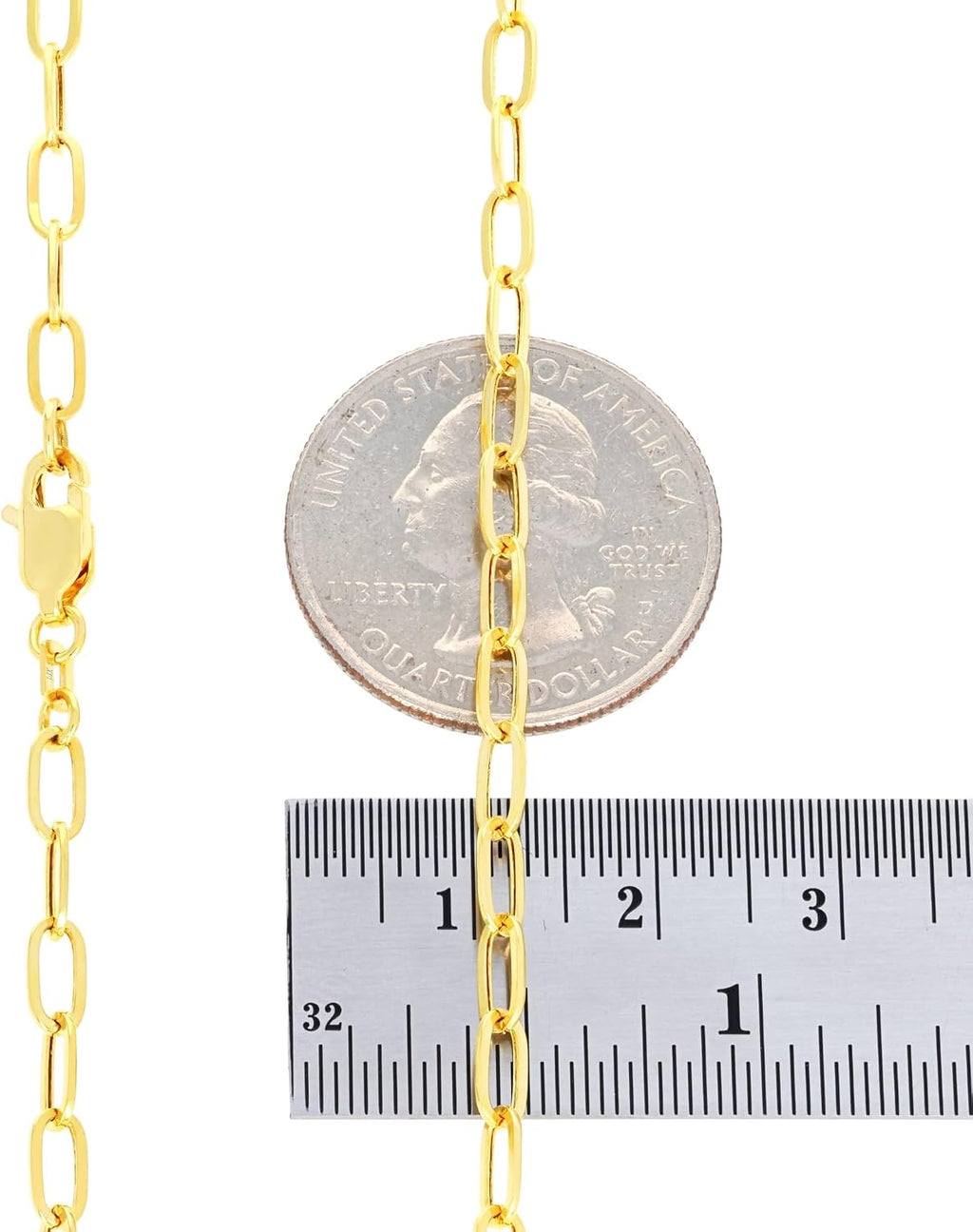 Nuragold 14k Real Yellow Gold Paperclip 3mm Elongated Cable Link Necklace (16'-24') Dainty Italian Jewelry for Men & Women