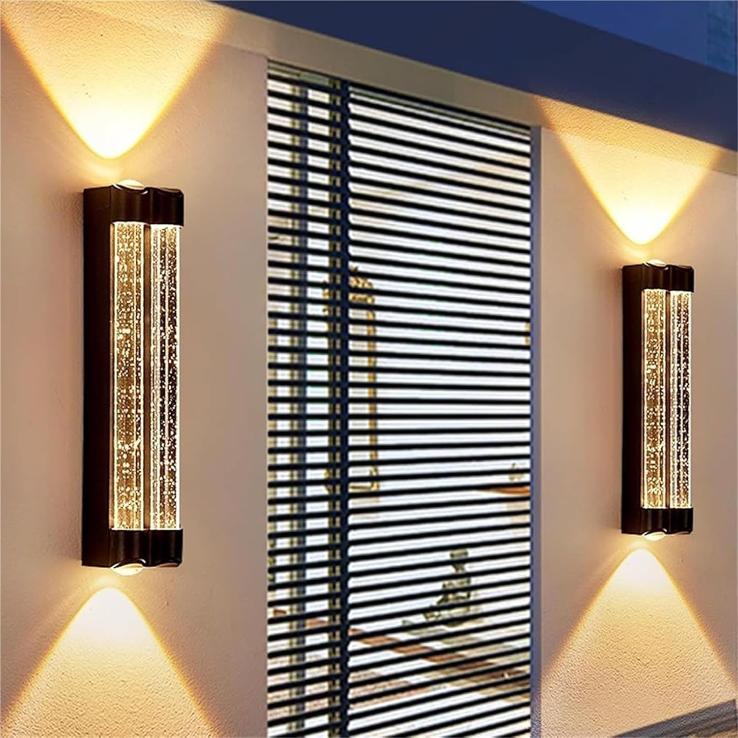LED Wall Outdoor Crystal Wall Lamps IP65 Waterproof Mains Powered Modern Aluminum Villa Wall Sconces Spotlight Indoor/Outside for Entryway Doorway Balcony(Warm Light,40cm)