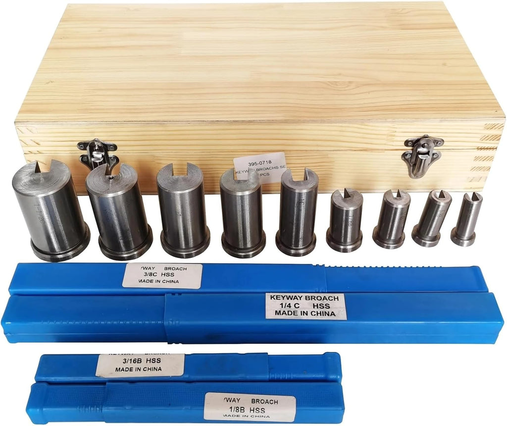 18pcs CNC Keyway Broaches Set Bushing Shim Set 1/2-1-1/2 Broaching Inch Sized High Speed Steel Cutting Tool High Performance