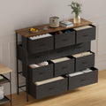VASICAR 43.3' Wide Fabric Dresser for Bedroom, Chest of Drawers with 11 Deep Drawers, Multi-Drawers TV Stand TV Console, Storage Organizer for Closet, Nursery (Black)
