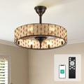 Orison 24' Caged Ceiling Fan with Lights, 2 Ways Control(App&Remote Control), Light Kit Included(8 Bulbs), Modern Farmhouse