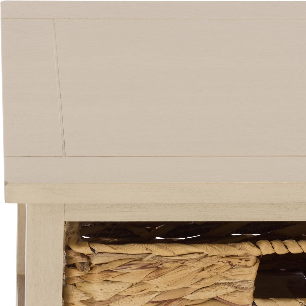 SAFAVIEH Furniture - Halle 3-Basket Side Table - Sand - Solid Wood - Coastal Basket Storage Design - Ideal for Living Room, Entryway, Home Office, 17.5'W x 13.5'D x 29.5'H - Fully Assembled (AMH5738G)
