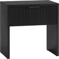 Henn&Hart 24' Fluted Modern Wooden Nightstand, Ribbed Side Table with Storage Drawer and Open Storage Space for Bedroom, Living Room, or Home Office, Natural Black