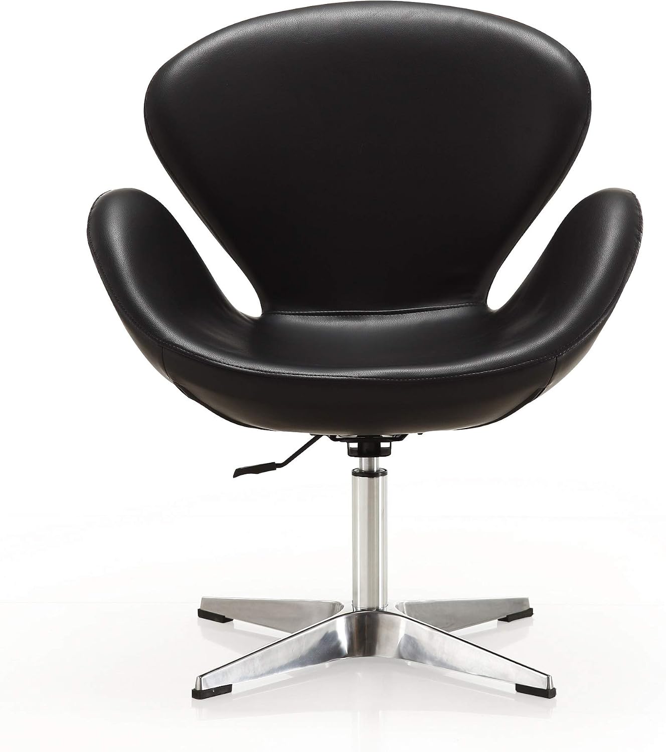 Manhattan Comfort Raspberry Adjustable Swivel Accent Chair with 360° Turn, Polished Chrome Base, Modern Retro Design, Versatile Seat Ideal for Any Room, Set of 2, Black