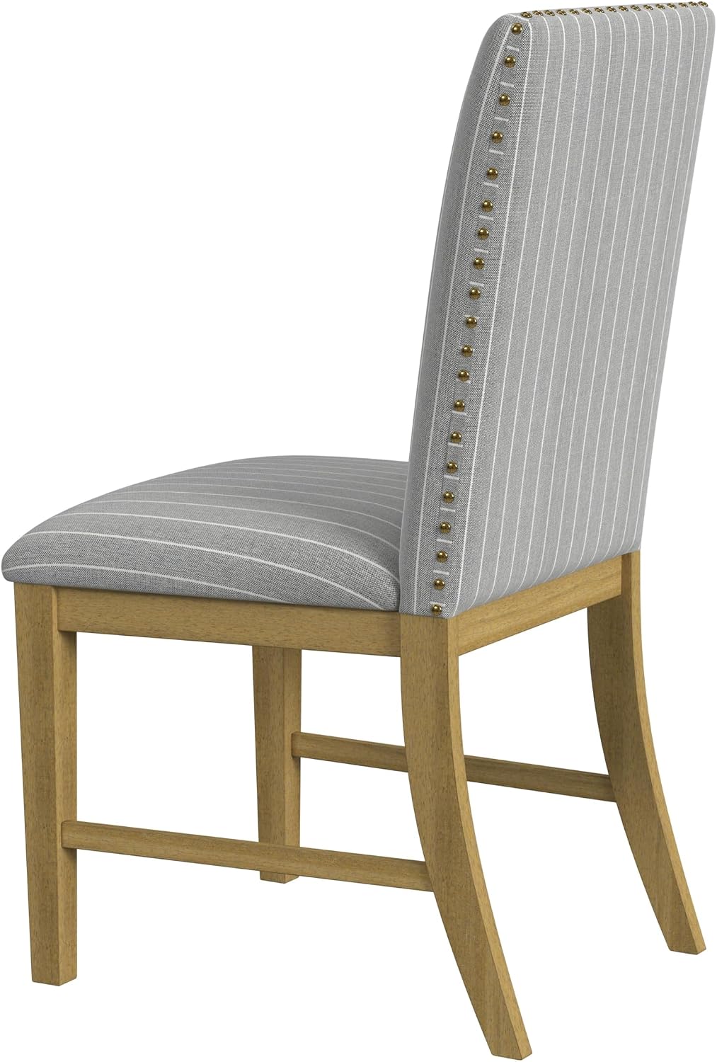 HomePop Upholstered Wood Apron Dining Chair - Light Gray Stripe (Set of 2)