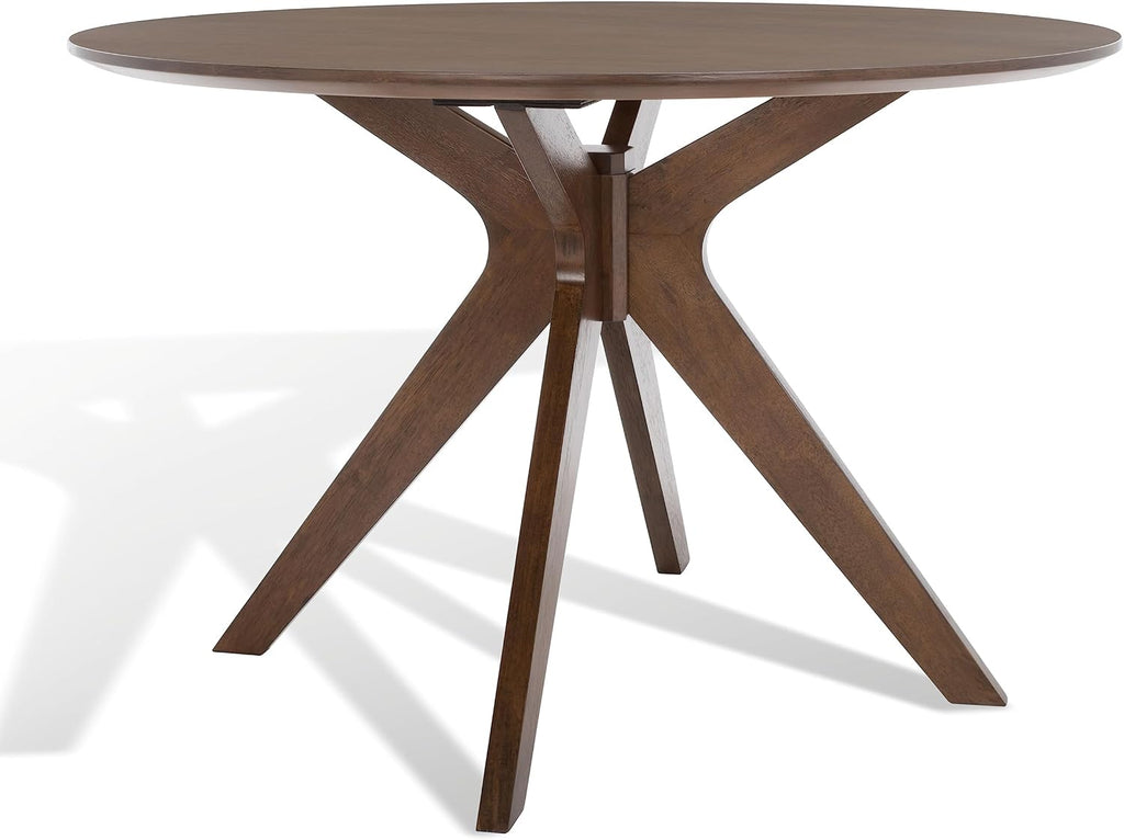 SAFAVIEH Couture Collection – Carolee Walnut Brown 46-Inch Round Dining Table, Farmhouse Dining Table for Kitchen or Dining Room, Seats Up to 4 (SFV2134C)