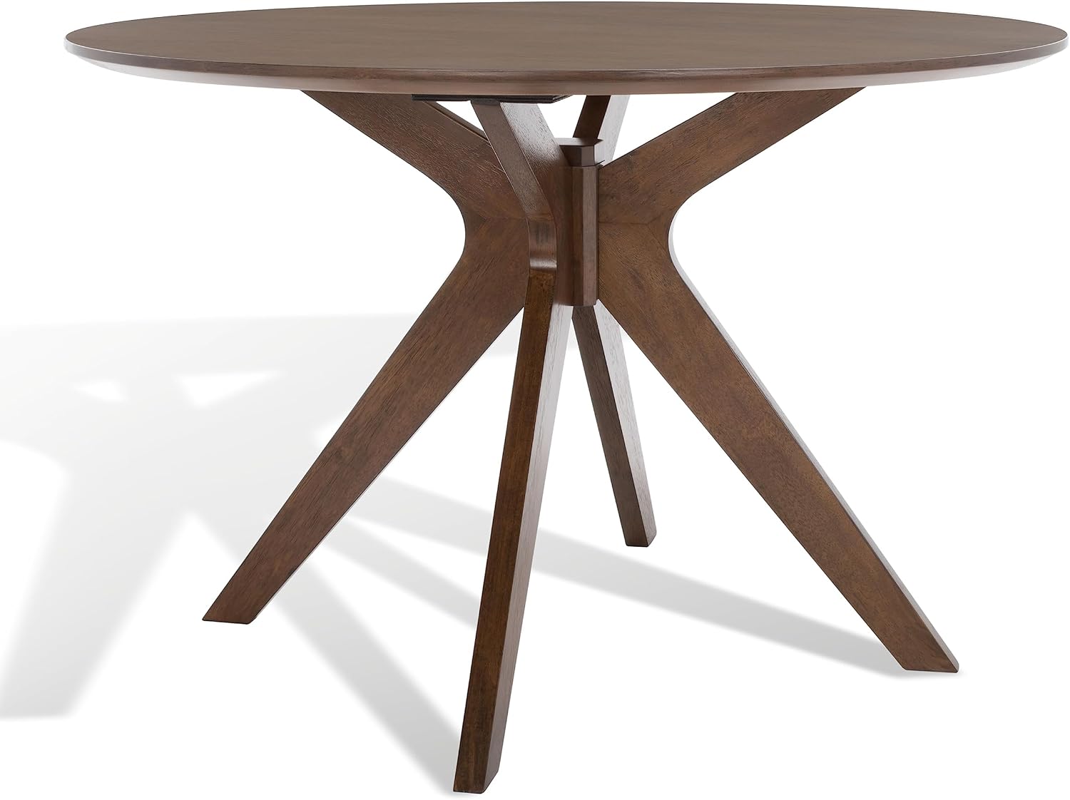 SAFAVIEH Couture Collection – Carolee Walnut Brown 46-Inch Round Dining Table, Farmhouse Dining Table for Kitchen or Dining Room, Seats Up to 4 (SFV2134C)