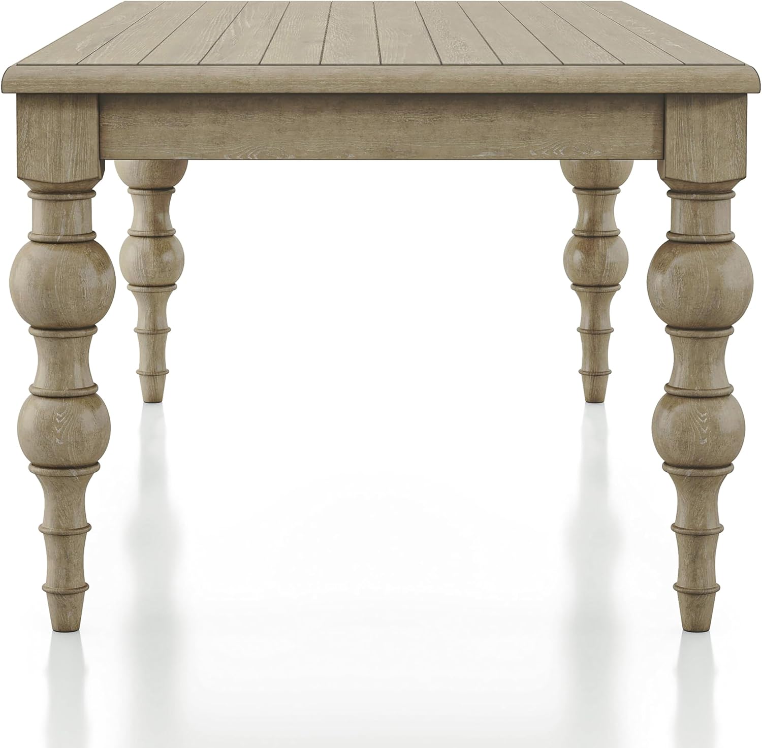 Furniture of America Shelimar Solid Wood 78-inch Rectangular Dining Table with Turned Legs & Plank Style Top, Seats up to 8 for Home Kitchen, Dinettes, Light Washed White