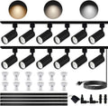 Plug in 3CCT Black Track Lighting Complete Kit with 4 * 3.28FT H Track Light Rails and 120V 12x10W GU10 Track Light Heads Brightness Dimmable Ceiling Spotlight Fixture for Accent Lighting