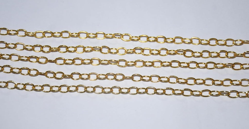 Gold-Plated Oval Link Chain – Cable Chain for Jewelry Making, DIY Crafts, Necklace & Bracelet Chain, Bulk Jewelry Supply (by the Foot)