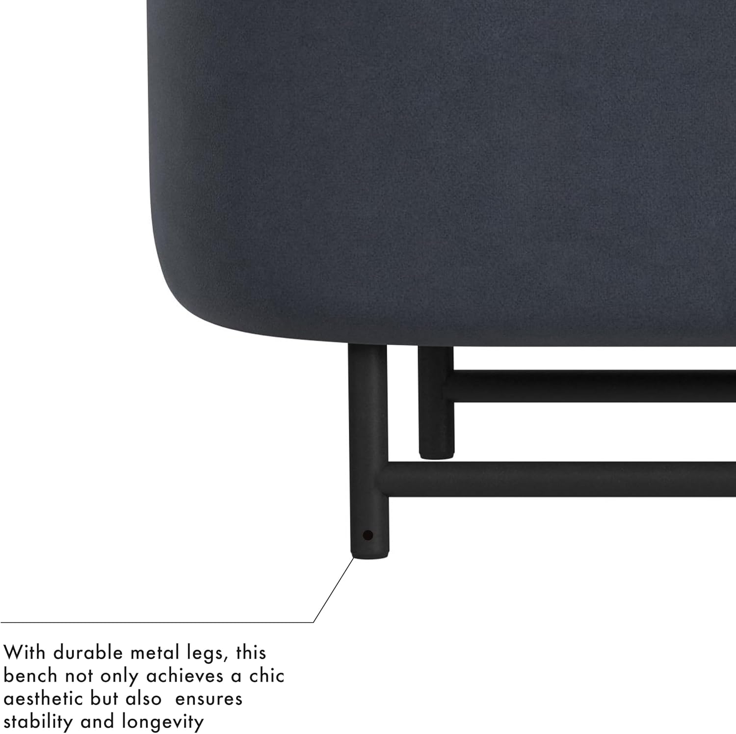 HomePop 46' Ellipse Storage Bench with Metal Legs - Steel Blue Velvet