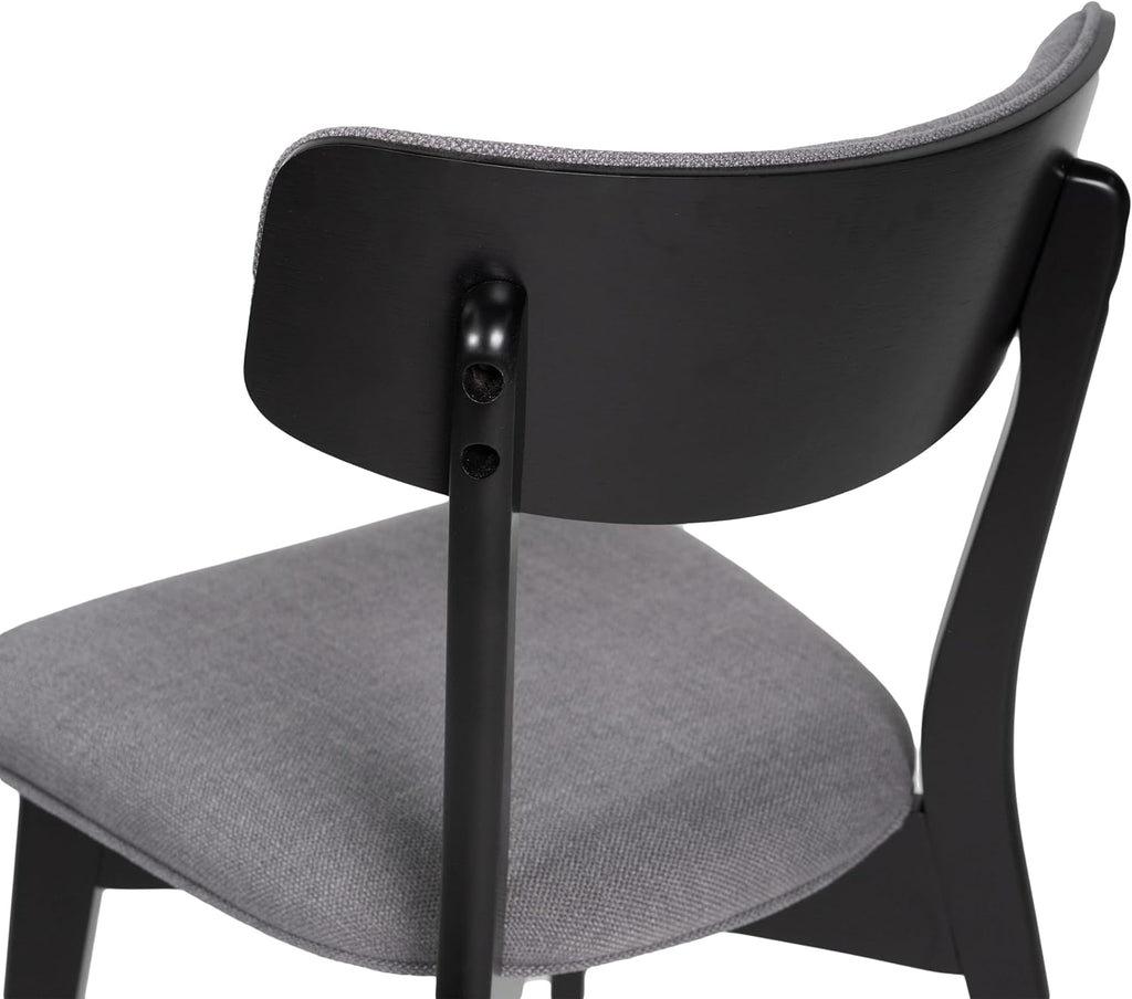 Chazz Upholstered Dining Chairs- Dark Gray/Matte Black (Set of 2)