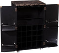 SEI Furniture Cape Town Bar Cabinet w/Wine Storage, Faux Marble Countertop with Black Finish
