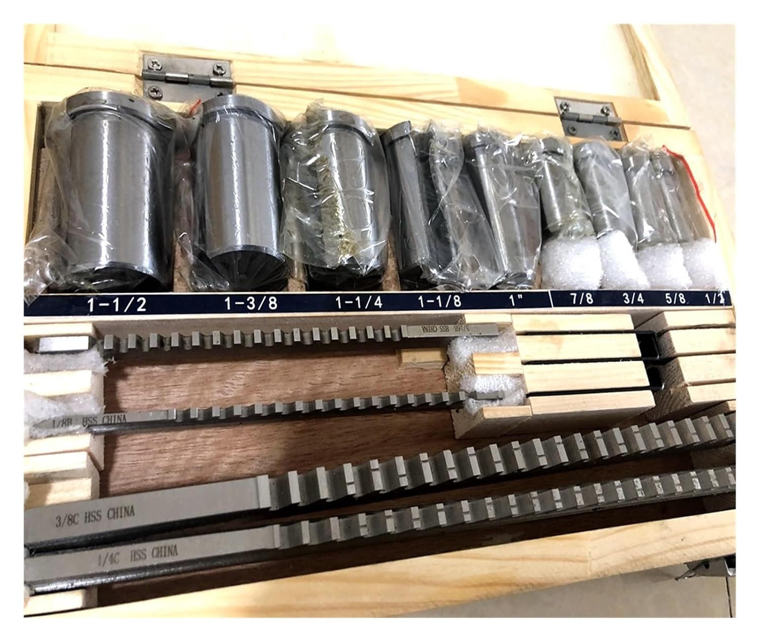 Keyway Broach Kit 18pcs Inch Sized CNC Keyway Broaches Set 1/2-1-1/2 Broach Bushing Shim Set High Speed Steel Cutting Tool
