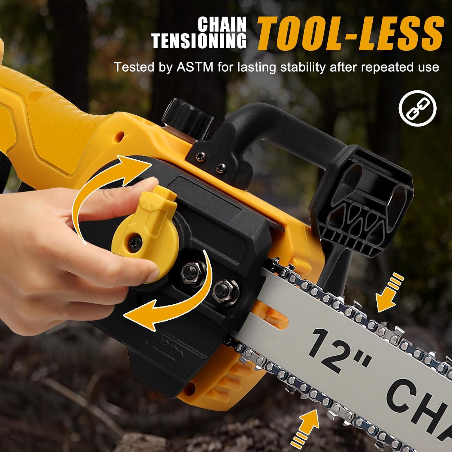 Mini Chainsaw Cordless for Dewalt 20V Battery, Brushless Electric 12'/ 10' with Auto Oiler & Security Lock, for Tree Trimming, Branch Wood Cutting (Tool Only) (Chainsaw)