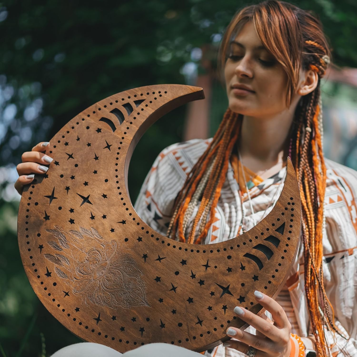 Crescent Ocean Disc 19.5 Inch (50 cm), Handmade Wooden Ocean Drum for Sound Healing, Meditation, Yoga & Sound Bath, Without Bag
