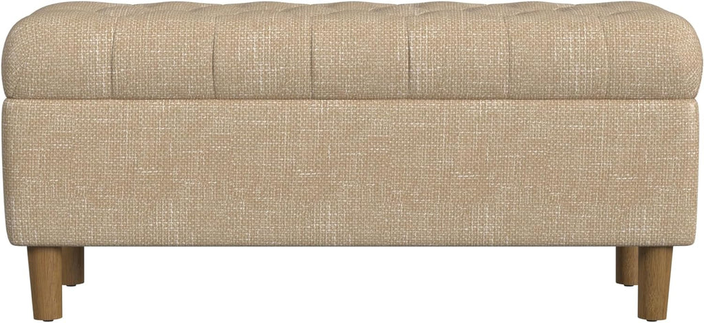 HomePop 40' Ainsley Button Tufted Storage Bench - Light Tan Textured Solid