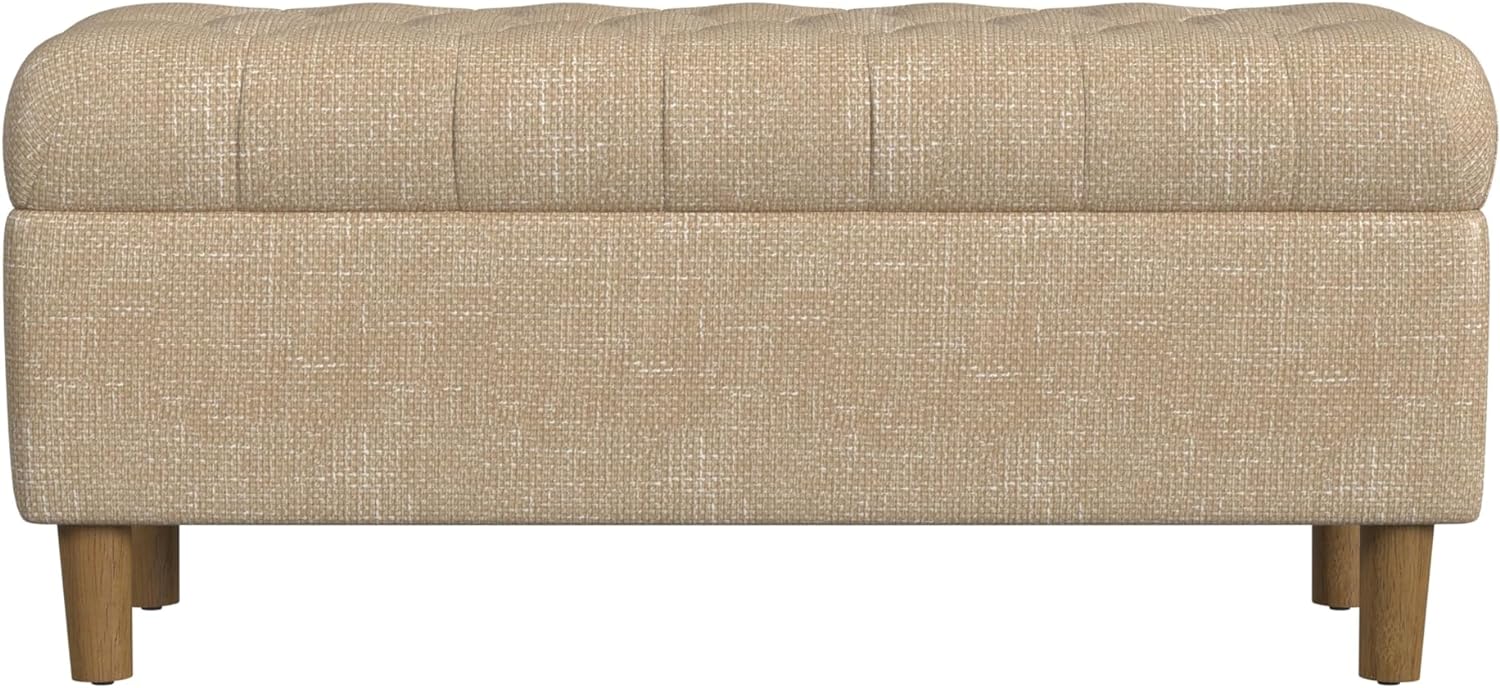 HomePop 40' Ainsley Button Tufted Storage Bench - Light Tan Textured Solid