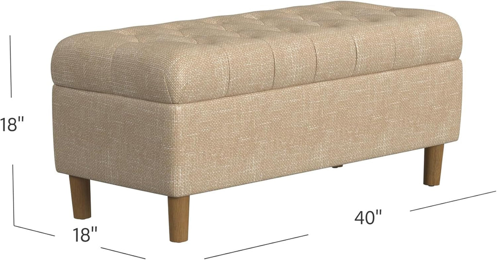 HomePop 40' Ainsley Button Tufted Storage Bench - Light Tan Textured Solid