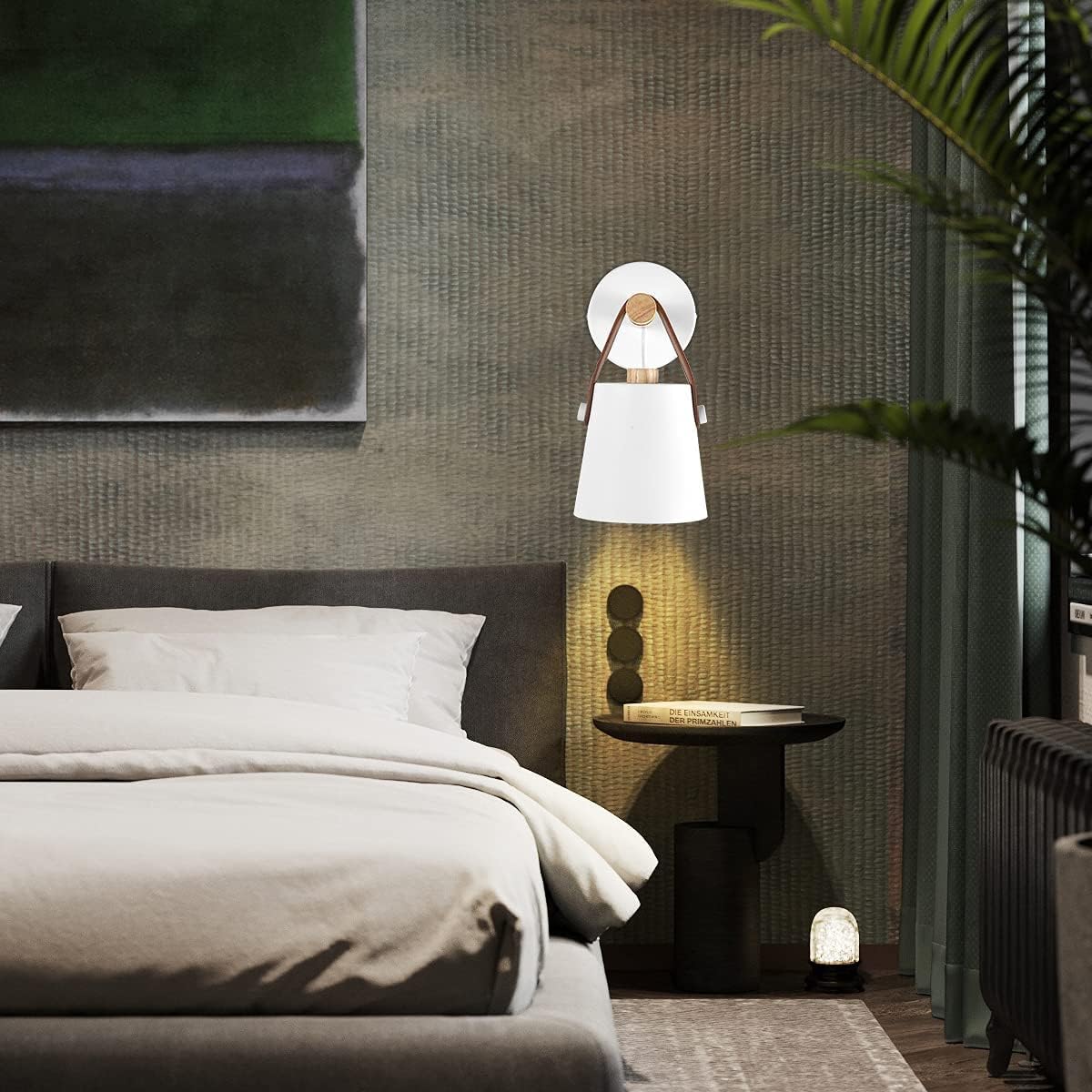 Wall Lamps for Bedroom Indoor Wall Sconces Set of 2 White Modern Wooden Wall Lighting Fixture E26 Base for Nightstand or Farmhouse Aisle Corridor