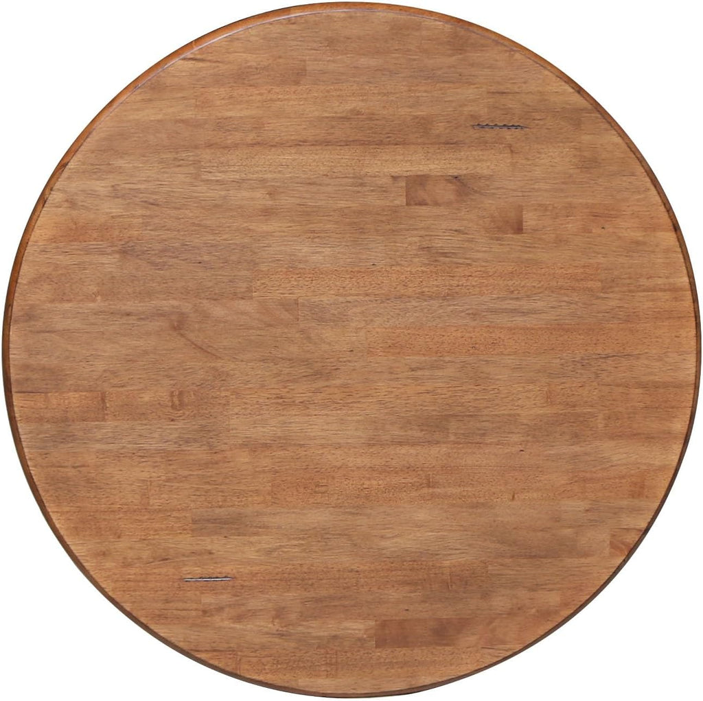 IC INTERNATIONAL CONCEPTS 36' Solid Wood Round Top Pedestal Table in Distressed Oak - 29.1' Height