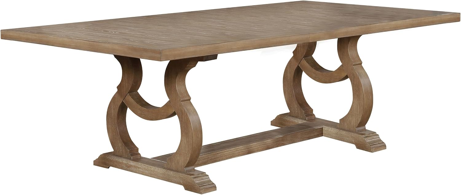 Coaster Home Furnishings - Brockway - 7-Piece Wood Dining Table Set - Double Pedestal Base, Table with Extension Leaf, Button-Tufted Chairs with Nailhead Trim - Dining Room - Barley Brown - 110291-S7