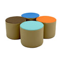 FDP SoftScape 15 inch Round Two-Tone Accent Ottoman for Ages 3-7 Modern Children's Furniture, Flexible, Lightweight Foam Seating for Home, Playroom, Classroom, Library (4-Piece) - Sand, 12763-SD